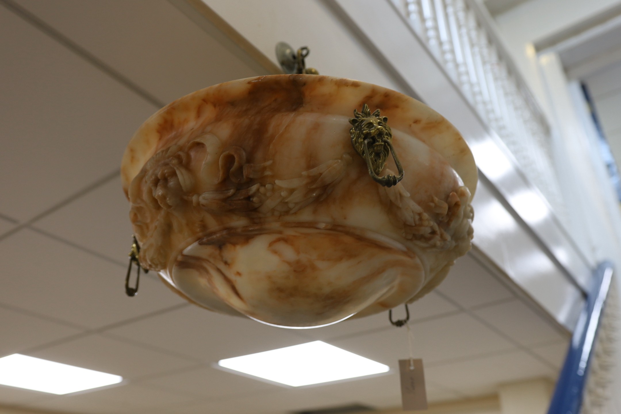 A large alabaster ceiling shade, 46cm diameter